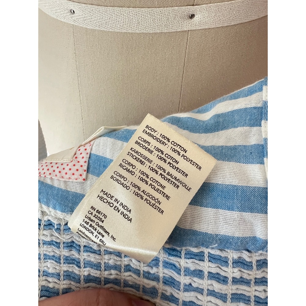 Maeve Anthropologie Bustier Top Blue White Striped Strawberry Embroidered 2 - Picture 9 of 9